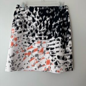T Tahari Black and Coral Leopard Print Skirt Size 4